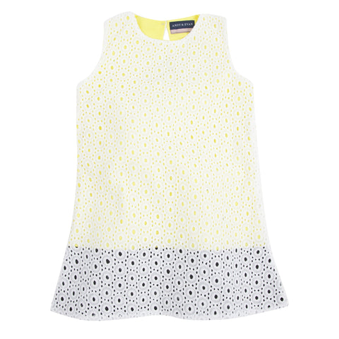The Queen Bee: Navy & Yellow Eyelet Dress