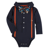 Navy with Orange Suspenders Polo Shirtzie