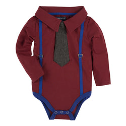 Maroon with Blue Suspenders Polo Shirtzie