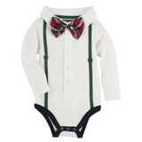 White with Hunter Green Suspenders Polo Shirtzie