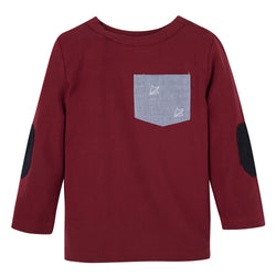 Maroon with Planes L/S Pocket Tee