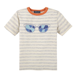 Glasses T shirt Grey Stripe