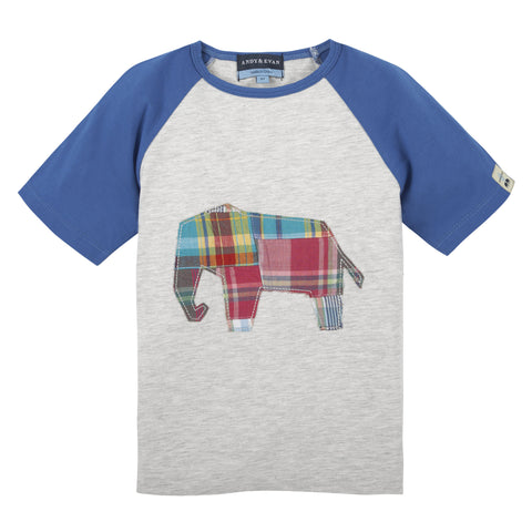 Elephant Tee Heather Grey & Blue