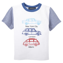 Taxi Tee in White & Blue