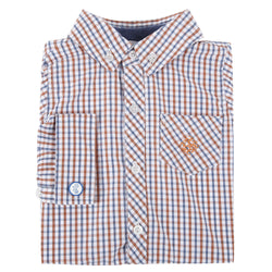 Orange and Navy Check Bicycle Cuff Link Shirt