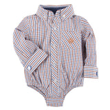 Orange and Navy Check Bicycle Cuff Link Shirt
