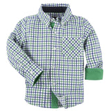 Green and Blue Open Check Shirt
