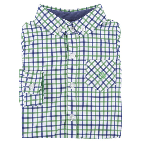 Green and Blue Open Check Shirt