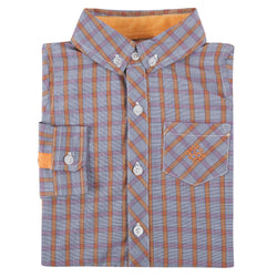Orange and Grey Check Chambray Shirt