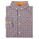 Orange and Grey Check Chambray Shirt