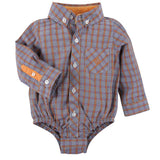 Orange and Grey Check Chambray Shirt