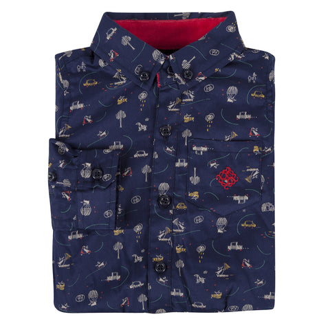 Navy Fun Print Shirt