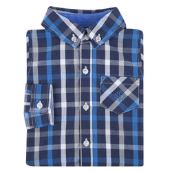 Blue and White Plaid Shirt