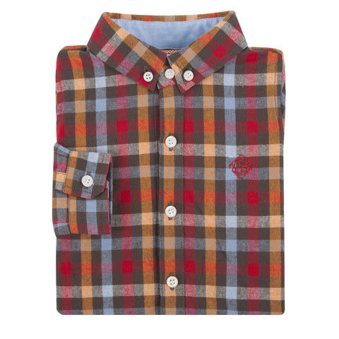 Orange Multi Check Flannel