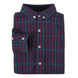 Navy and Maroon Check Flannel Shirt