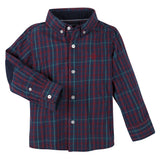 Navy and Maroon Check Flannel Shirt