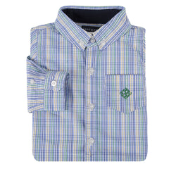 Green and Blue Double Stripe Check Shirt