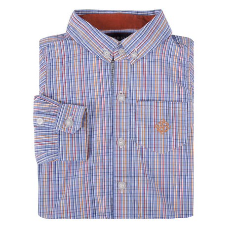 Orange and Blue Double Stripe Check Shirt