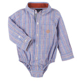 Orange and Blue Double Stripe Check Shirt