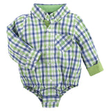 Gingham Shirt in Lime Green &  Blue