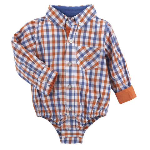 Gingham Shirtzie Orange & Blue