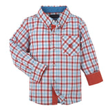 Gingham Shirt in Red & Aqua