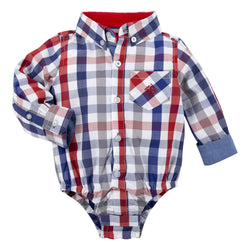 Gingham Shirtzie Red , Blue & Grey