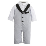 My First Andy & Evan Tuxedo: Grey Oxford Playsuit (with removable bow tie)