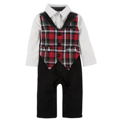 Holiday Plaid Knit Playsuit