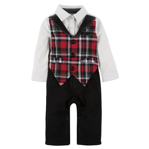 Holiday Plaid Knit Playsuit