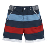 Striped Swim Trunk: Navy, Red, Blue, & White