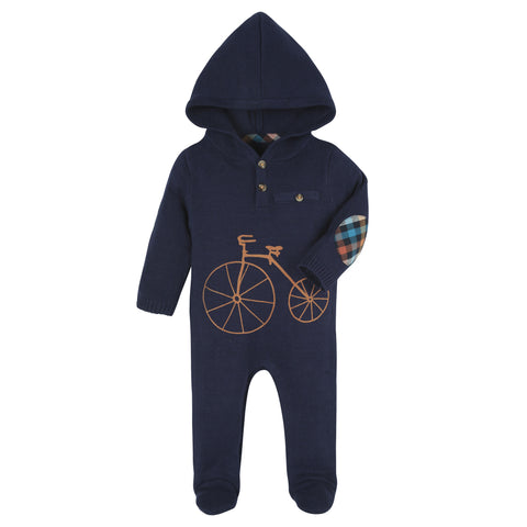 Navy Bicycle Print Sweater Romper