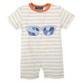 Glasses Romper with Grey Stripes