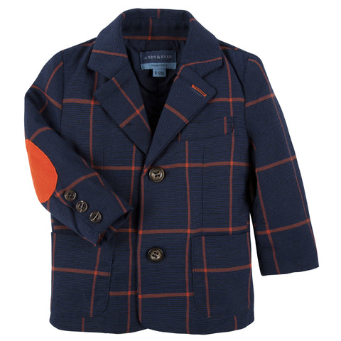 Orange and Navy Check Blazer