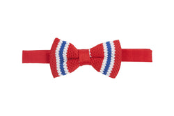 Preppy: Red Striped Knit Bow Tie