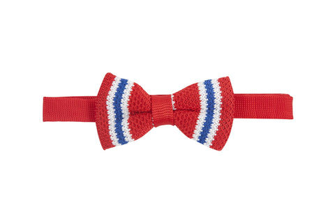 Preppy: Red Striped Knit Bow Tie