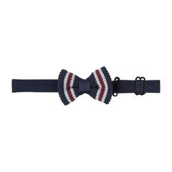 Navy Stripe Knit Bowtie