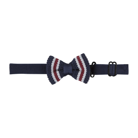 Navy Stripe Knit Bowtie