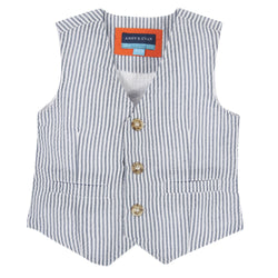 The Matte-Lock: Blue Seersucker Vest