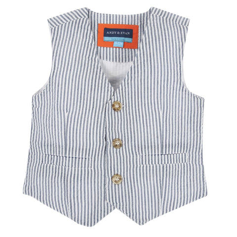 The Matte-Lock: Blue Seersucker Vest