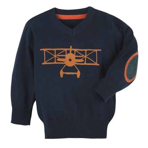 Navy Airplane Sweater