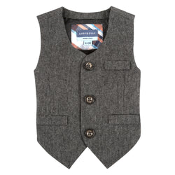 Grey Herringbone Suit Vest