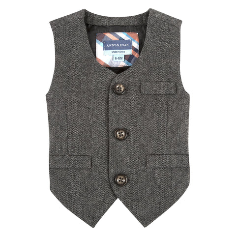 Grey Herringbone Suit Vest