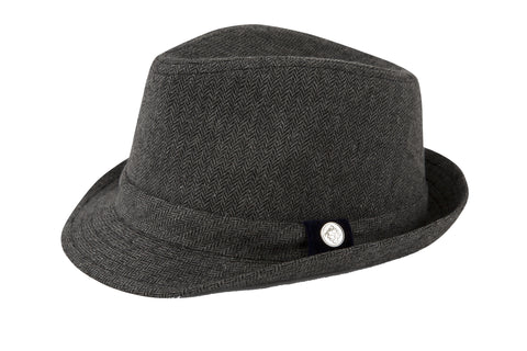 Grey Herringbone Fedora