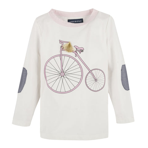 White & Pink Bike Tee