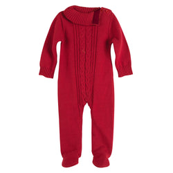 Red Cable Knit Romper