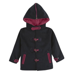 Navy and Hot Pink Toggle Pea Coat