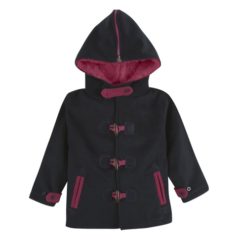Navy and Hot Pink Toggle Pea Coat