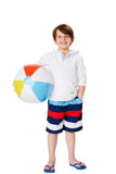 Striped Swim Trunk: Navy, Red, Blue, & White