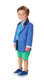 Our Boy Blue: Navy & Cobalt Color Blocked Blazer